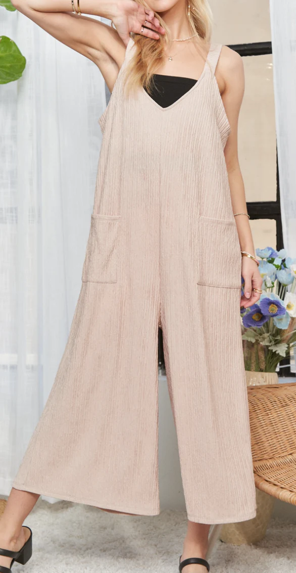 Crinkle Jumper Wide Leg SAND