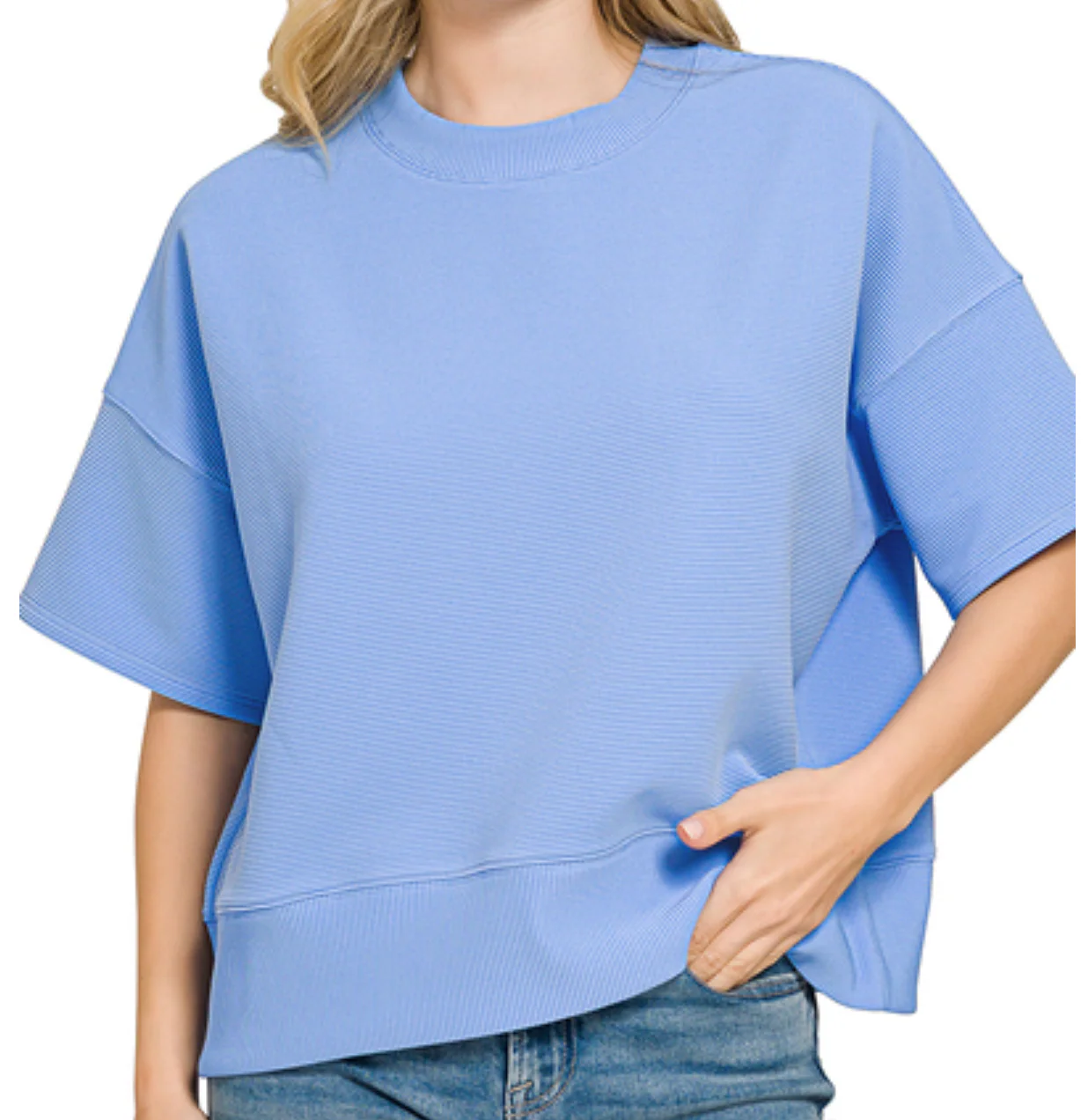 Effortless Ribbed Tee CONEFLOWER